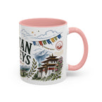 Bhutan Valleys Coffee Mug | Travel Destination Souvenir Gift | Accent Color Ceramic 11oz 15oz
