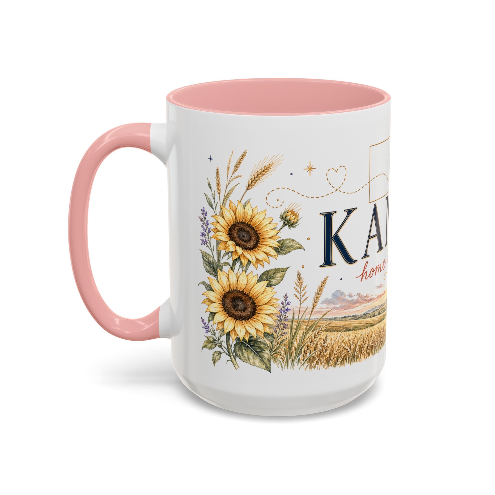 Kansas Home State Mug | Sunflower Prairie Landscape Coffee Cup