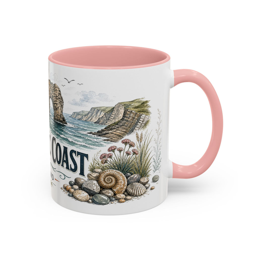 Jurassic Coast Mug, England Travel Souvenir, Bucket List Gift, Accent Ceramic Coffee Mug 11oz 15oz