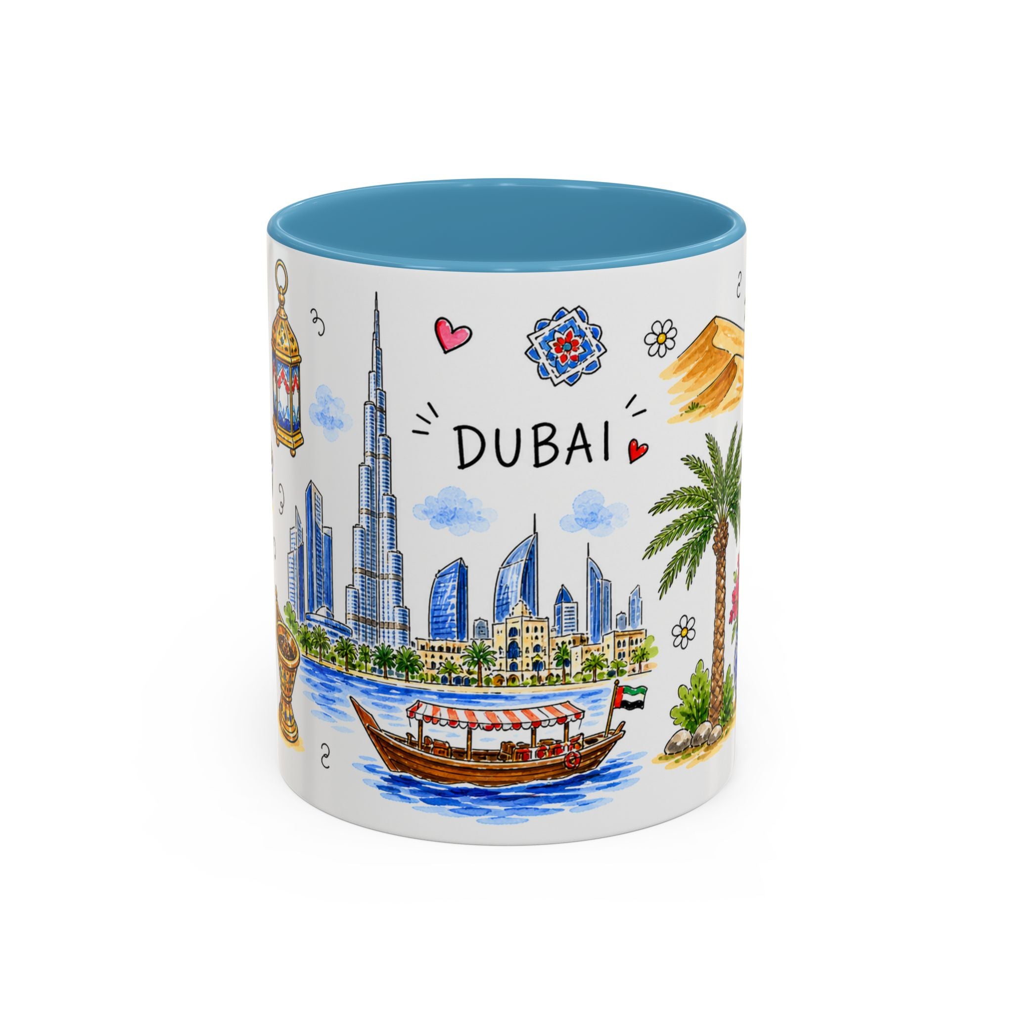 Dubai Illustrated Travel Mug | City Souvenir Accent Coffee Mug | 11oz 15oz Ceramic Cup