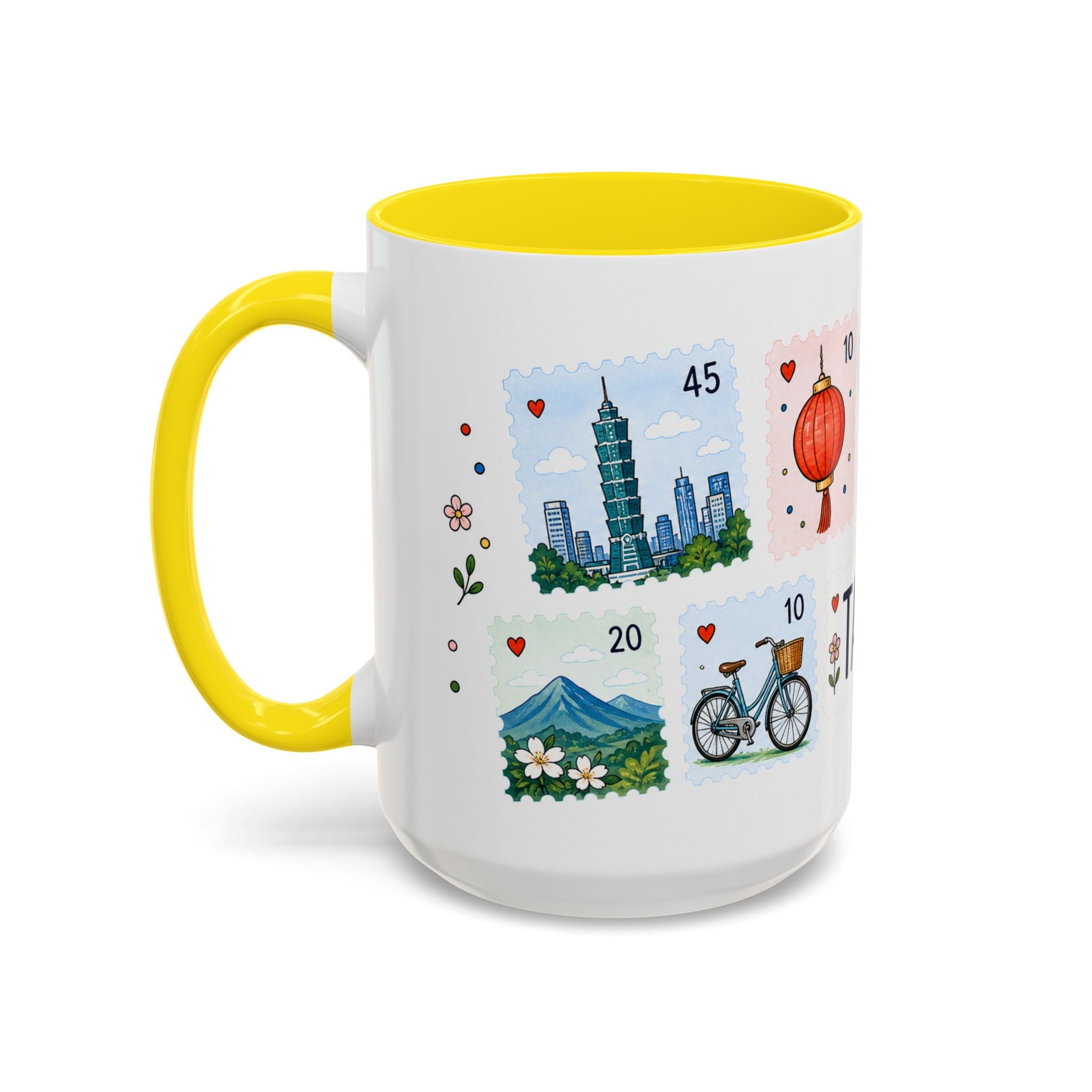 Taipei Coffee Mug | Postage Stamp Collage Mug | Travel Souvenir Accent Cup 11oz 15oz