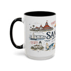 San Diego Coffee Mug | California Souvenir City Gift | Accent Color Ceramic 11oz 15oz