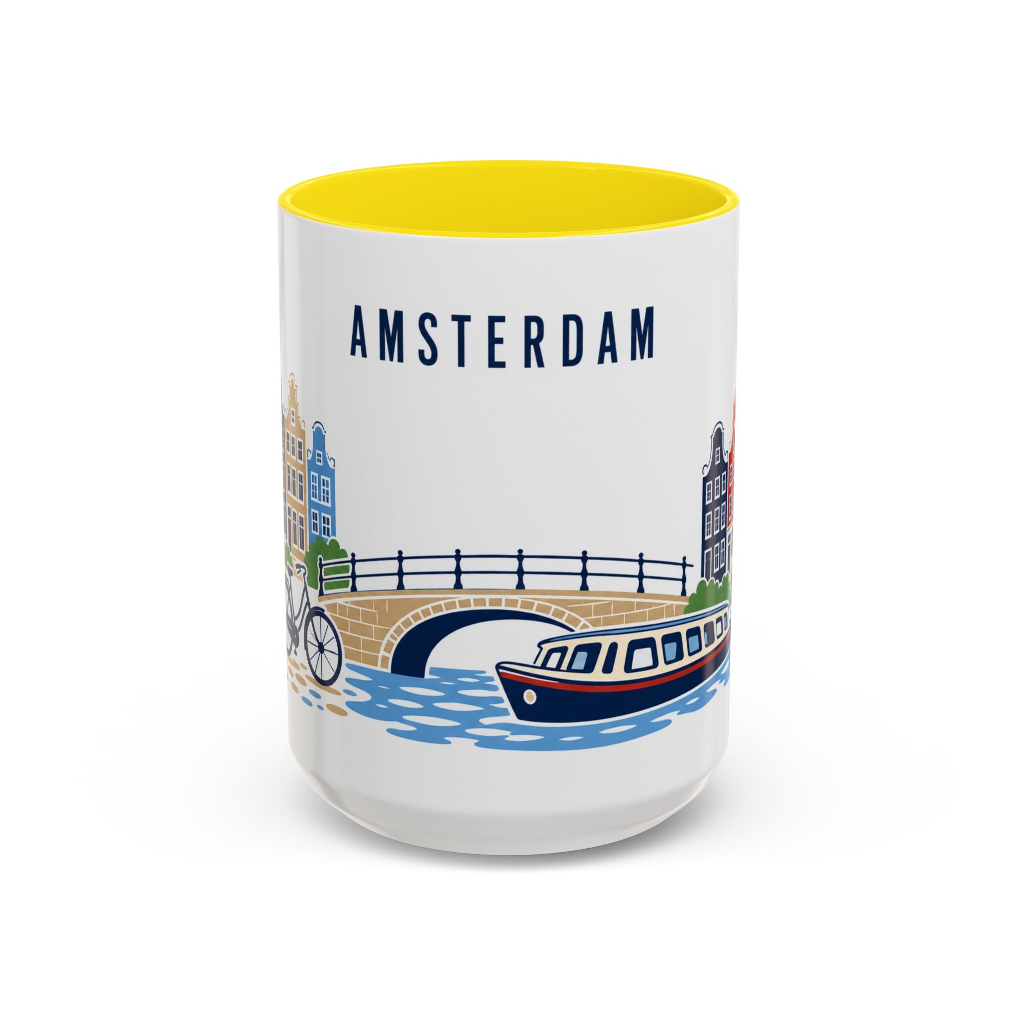 Amsterdam Coffee Mug | Netherlands Travel Souvenir | Porcelain Decal City Gift | 11oz 15oz Accent Mug