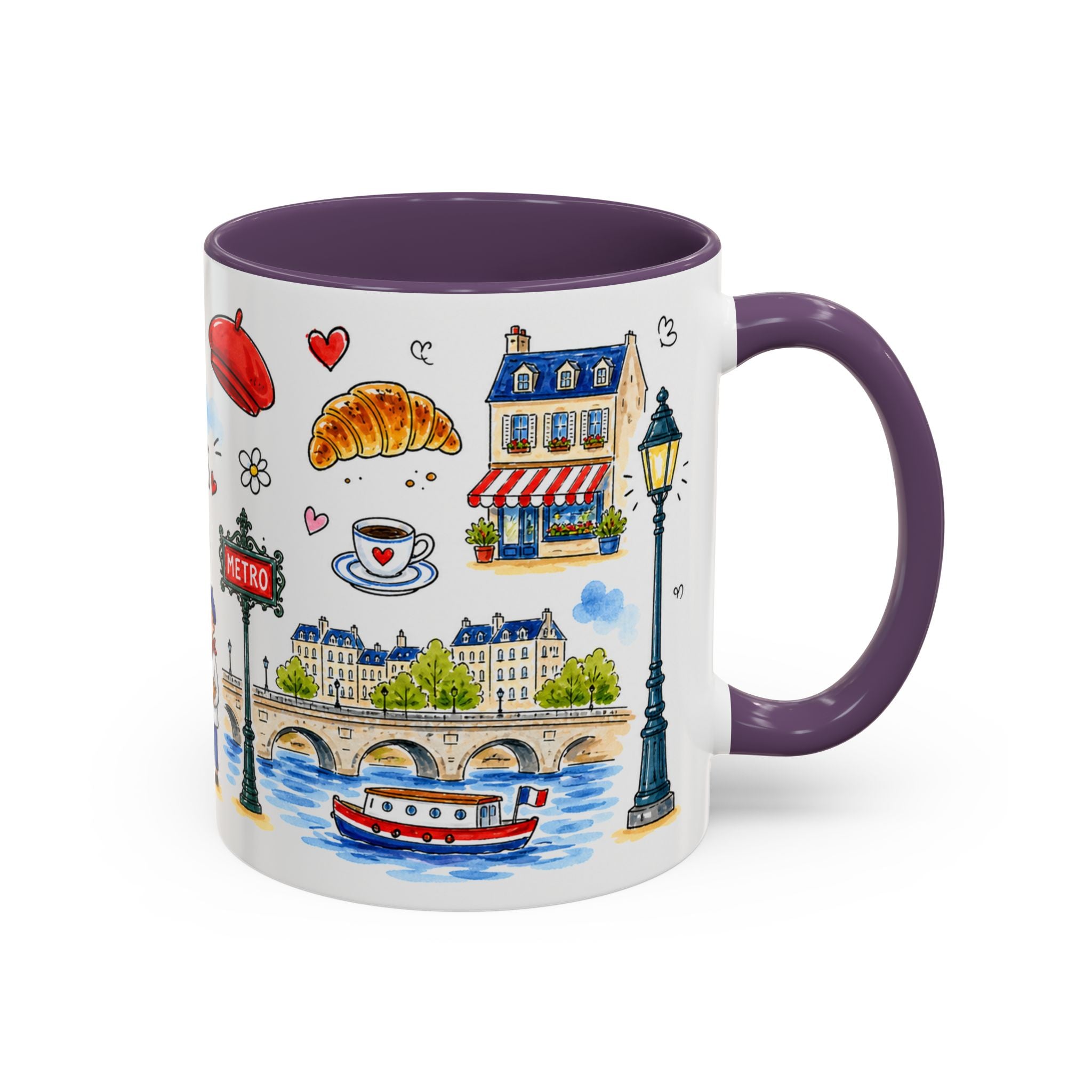 Paris Travel Mug | European City Souvenir Accent Coffee Mug | 11oz 15oz Ceramic Cup