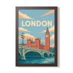 London Westminster United Kingdom Framed Poster | Vintage Travel Wall Art | Black Walnut White Frame | 16x24 20x30
