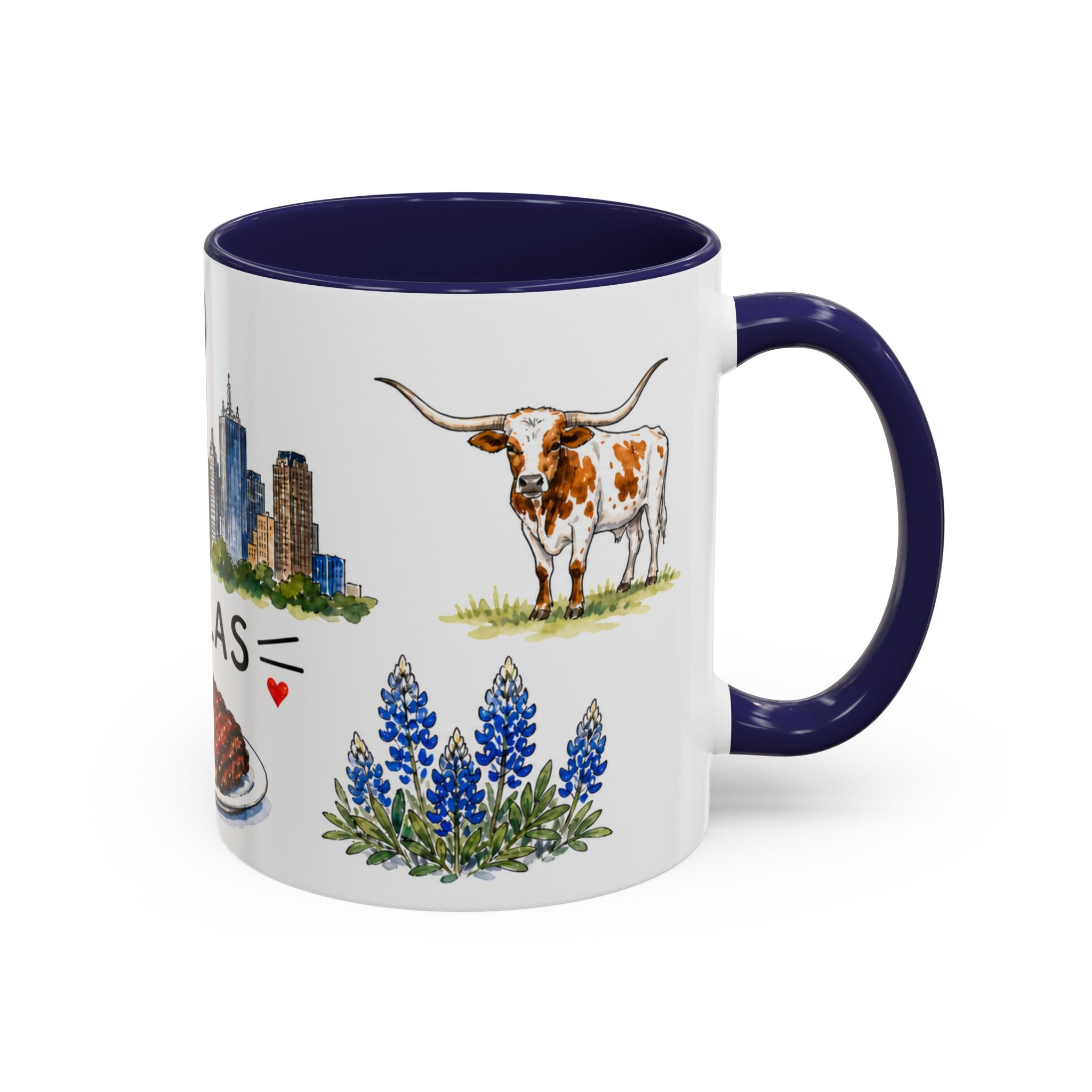 Dallas Illustrated Travel Mug | City Souvenir Accent Coffee Mug | 11oz 15oz Ceramic Cup