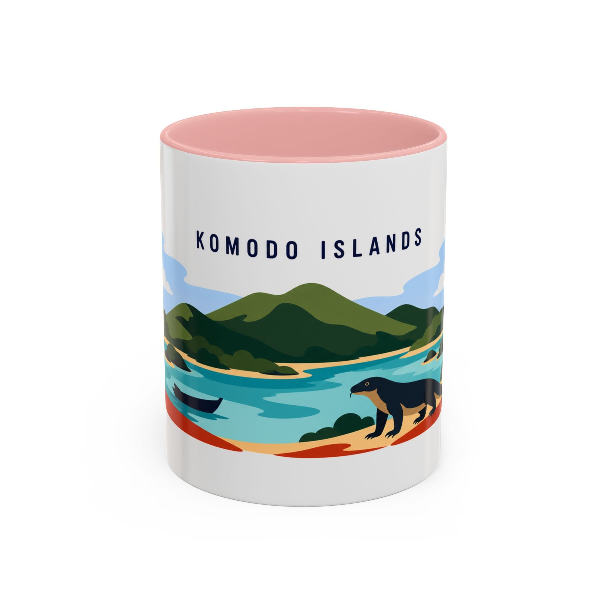 Komodo Islands Coffee Mug | Travel Destination Souvenir Gift | Accent Color Ceramic 11oz 15oz