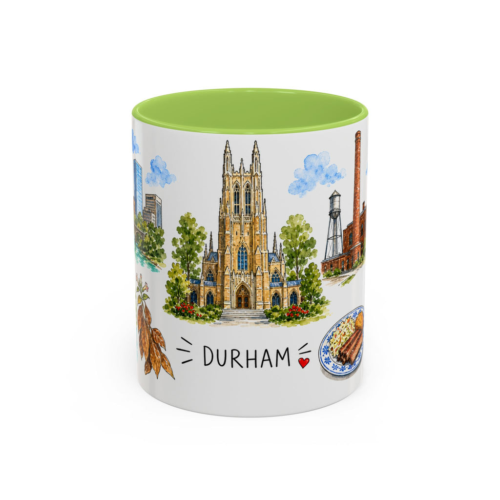 Durham Illustrated Travel Mug | City Souvenir Accent Coffee Mug | 11oz 15oz Ceramic Cup