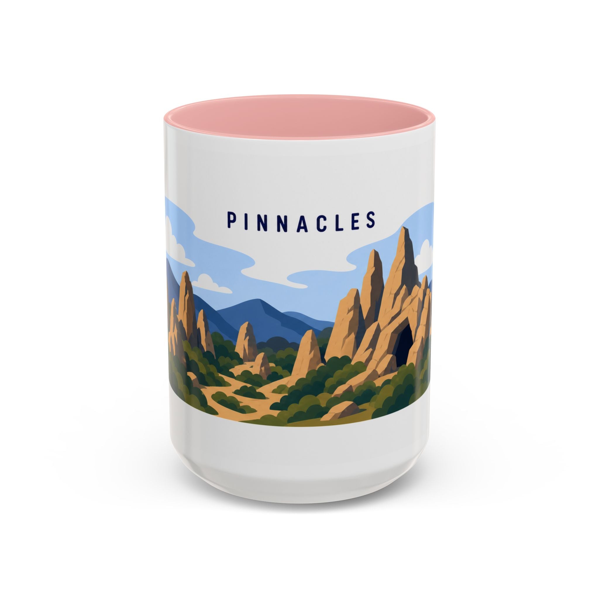 Pinnacles National Park Coffee Mug | Solid Color Block Park Souvenir | 11oz 15oz Accent Mug