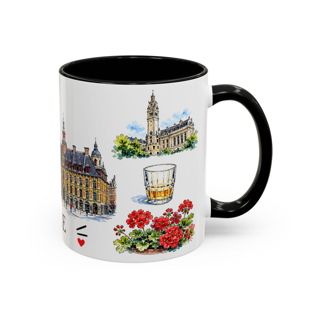 Lille Illustrated Travel Mug | City Souvenir Accent Coffee Mug | 11oz 15oz Ceramic Cup