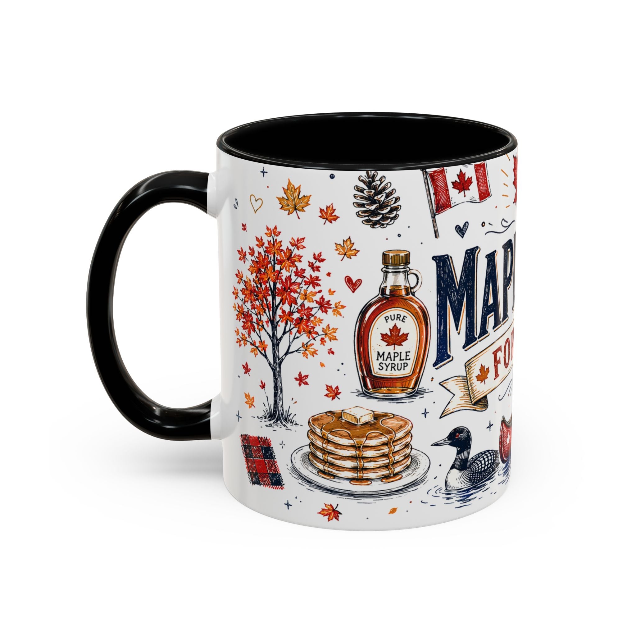 Maple Leaf Forever Coffee Mug | Canadian Pride Gift | Accent Color Ceramic 11oz 15oz
