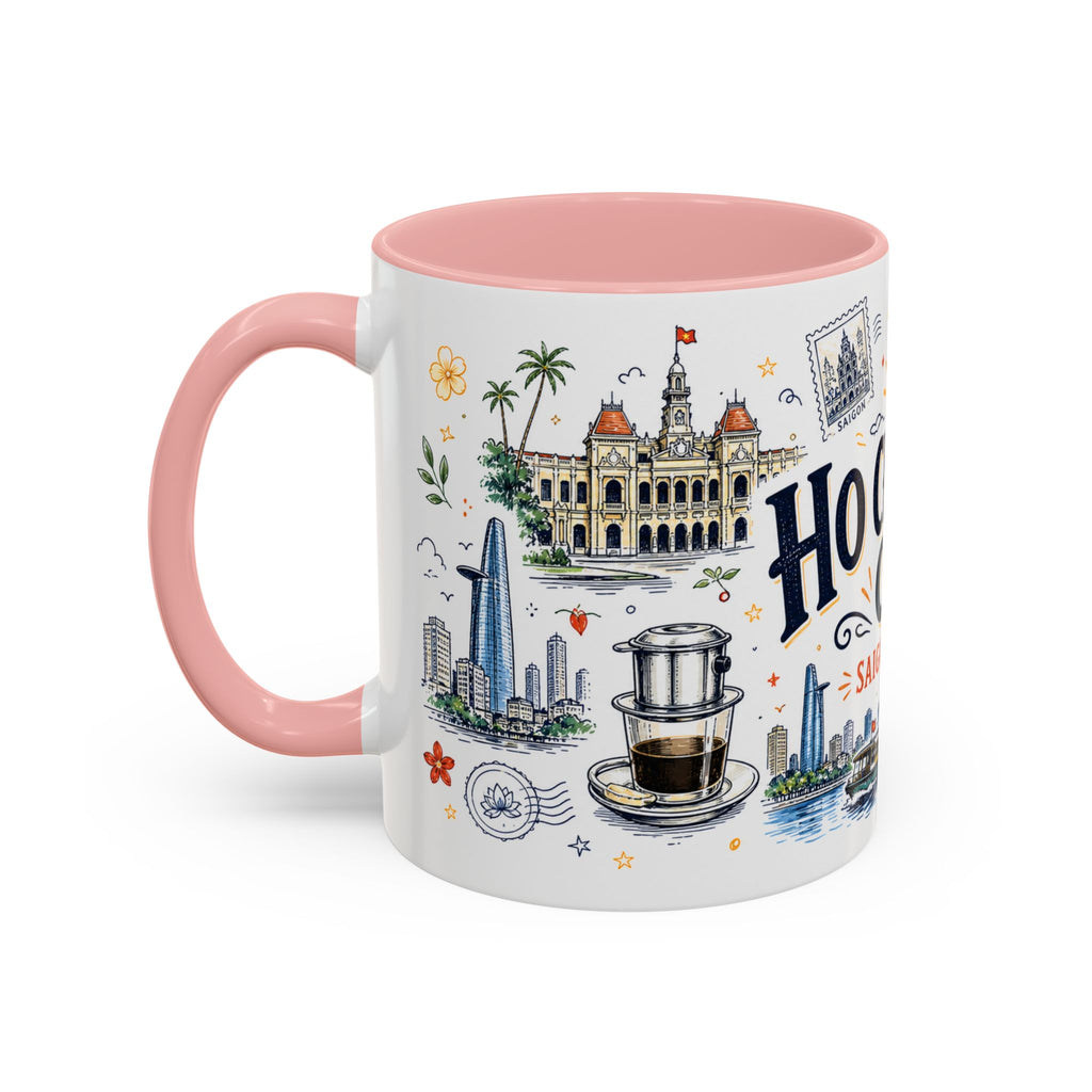 Ho Chi Minh City Coffee Mug | Vietnam Souvenir Travel Gift | Accent Color Ceramic 11oz 15oz