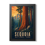 Sequoia National Park Framed Poster | Vintage Travel Wall Art | Black Walnut White Frame | 16x24 20x30