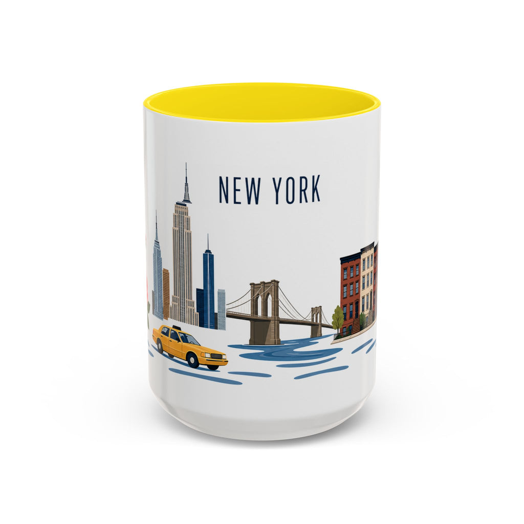 New York Coffee Mug | United States Travel Souvenir | Porcelain Decal City Gift | 11oz 15oz Accent Mug