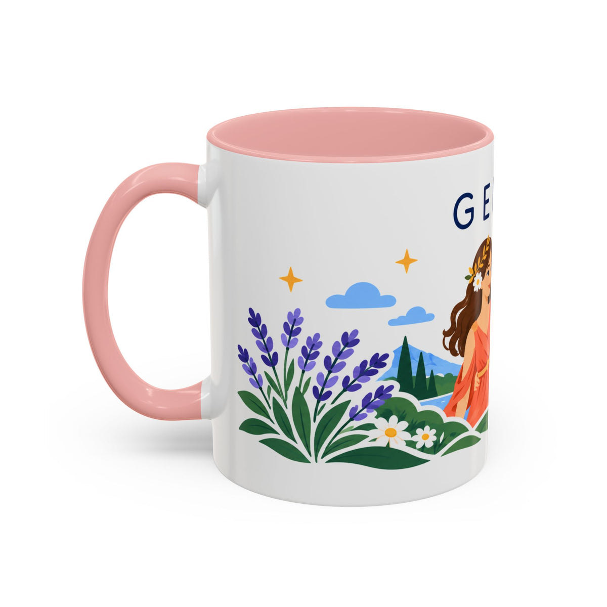 Gemini Zodiac Coffee Mug | Twins and Floral Design | Astrology Birthday Gift | 11 oz 15 oz Ceramic Accent Mug