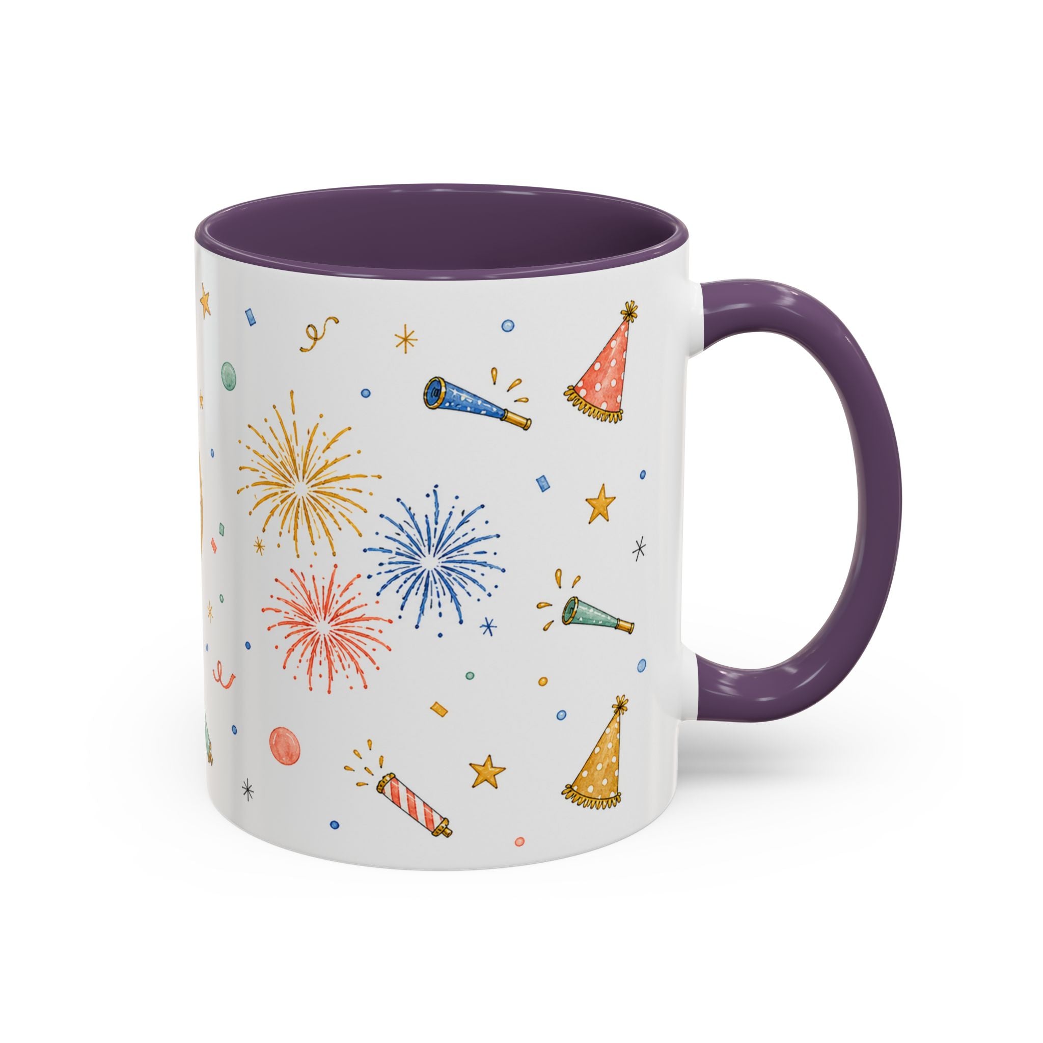 New Year Midnight Mug | Candle Firework Watercolor Party Gift | Accent Cup 11oz 15oz