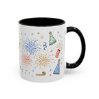 New Year Mug | Midnight Clock Toast Watercolor Celebration Gift | Accent Cup 11oz 15oz