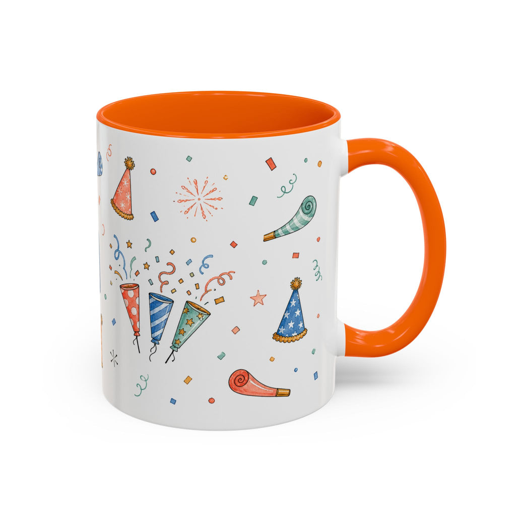 New Year Party Mug | Balloon Popper Watercolor Celebration Gift | Accent Cup 11oz 15oz