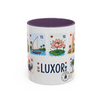 Luxor Coffee Mug | Postage Stamp Collage Mug | Travel Souvenir Accent Cup 11oz 15oz