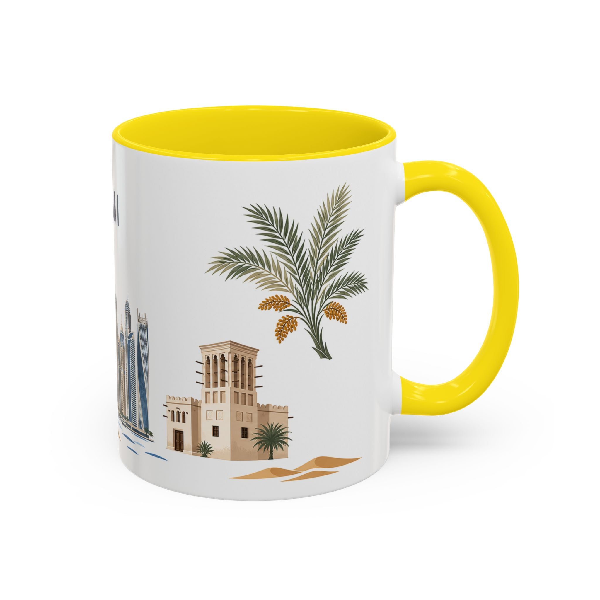 Dubai Coffee Mug | United Arab Emirates Travel Souvenir | Porcelain Decal City Gift | 11oz 15oz Accent Mug