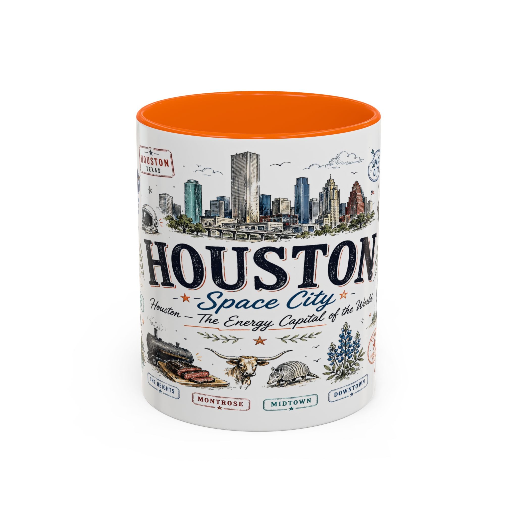 Houston Coffee Mug | Texas Souvenir City Gift | Accent Color Ceramic 11oz 15oz