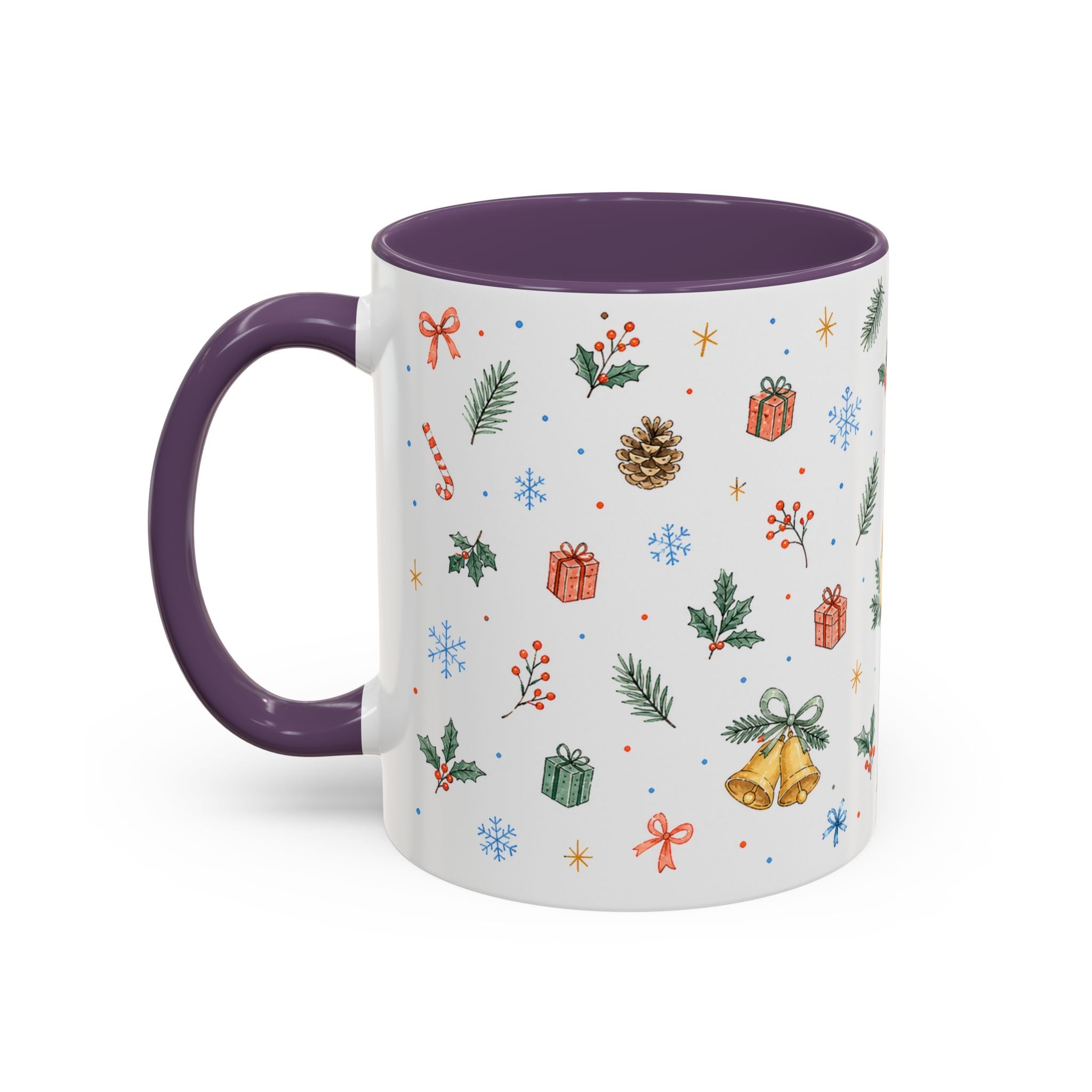Christmas Candle Mug | Holly Wreath Watercolor Holiday Gift | Accent Cup 11oz 15oz