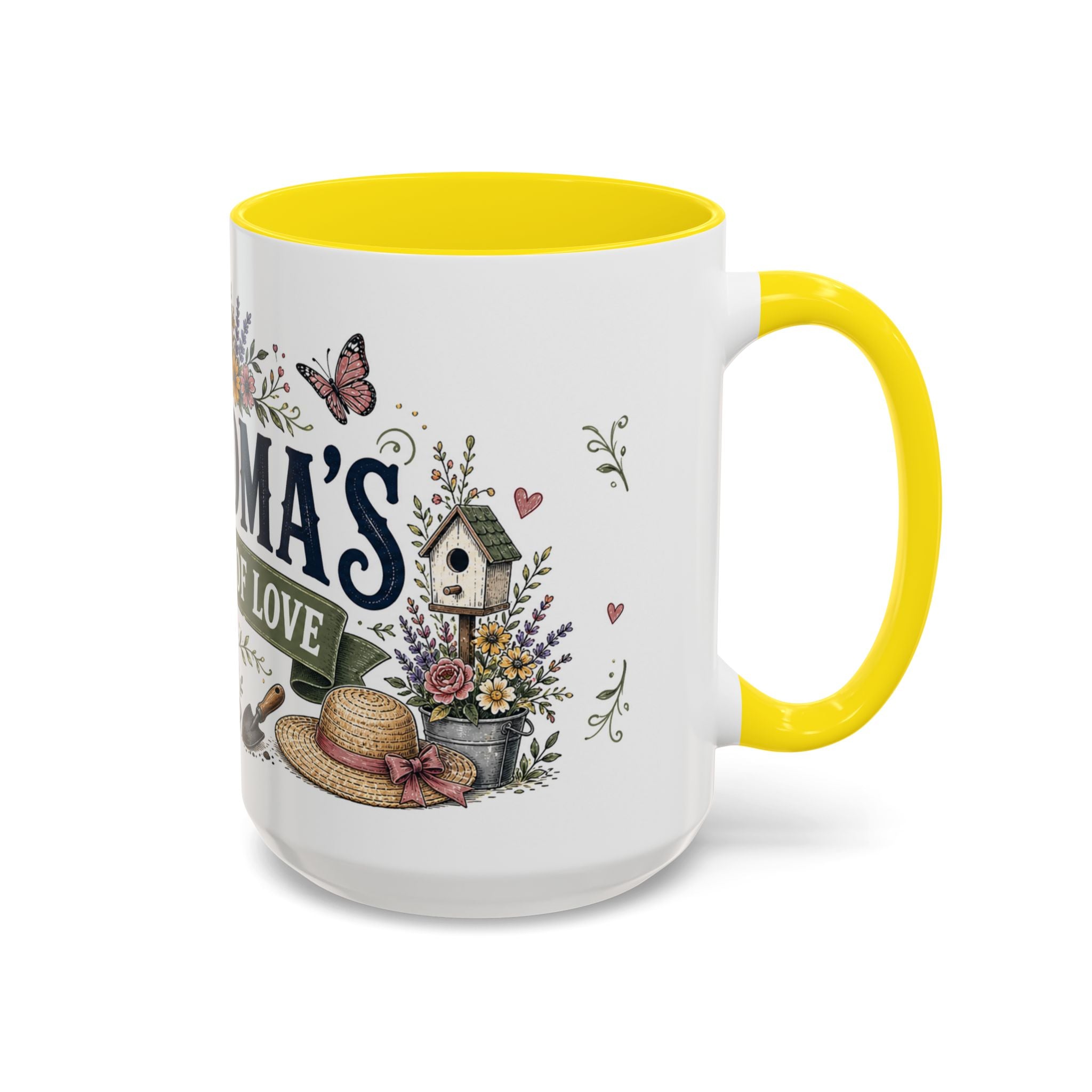 Grandma's Garden Of Love Coffee Mug | Gift From Grandkids | Accent Color Ceramic 11oz 15oz