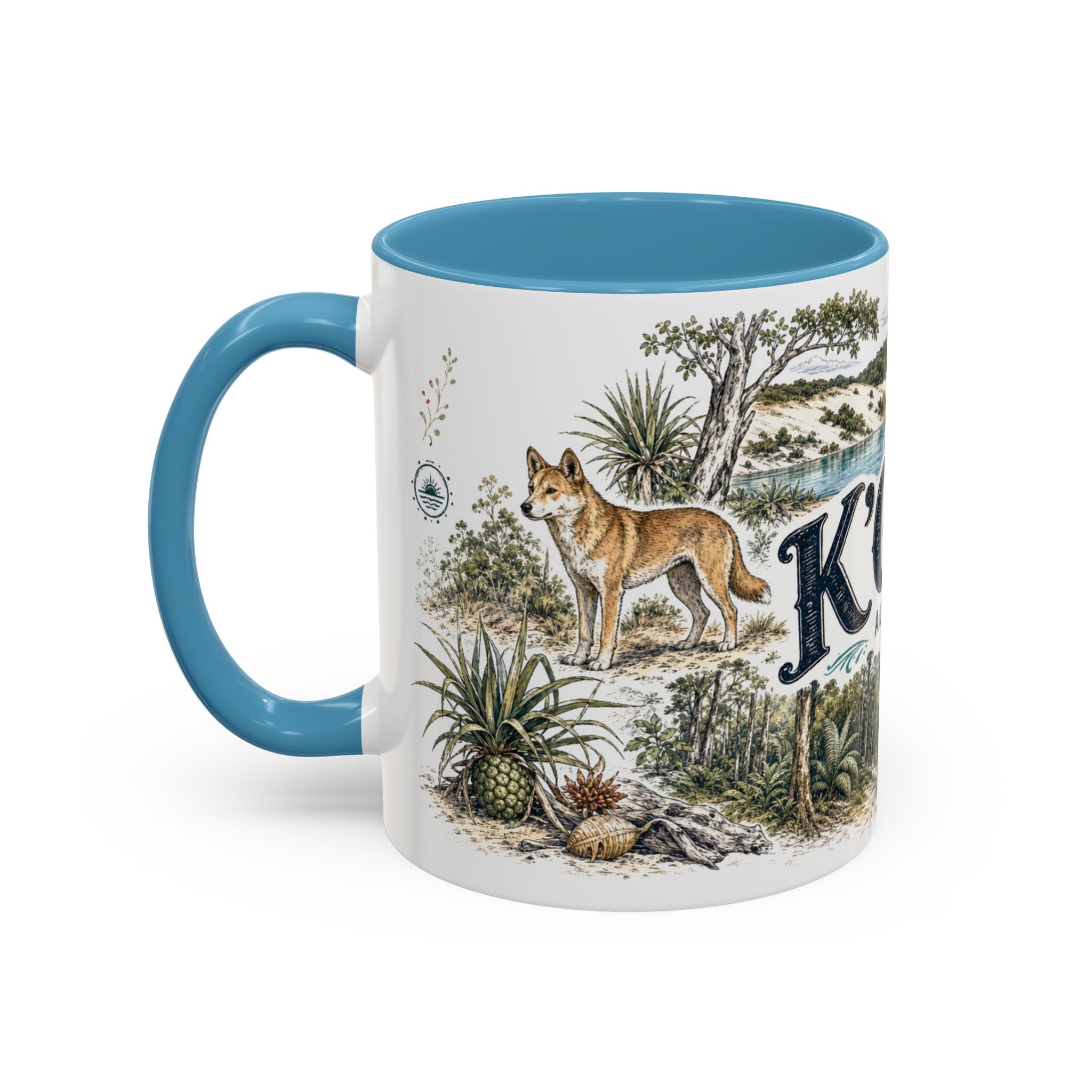 K'gari Mug, Australia Travel Souvenir, Bucket List Gift, Accent Ceramic Coffee Mug 11oz 15oz