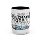 Kenai Fjords National Park Coffee Mug | Alaska Coastal Wildlife Hiking Gift | Accent Color Ceramic 11oz 15oz