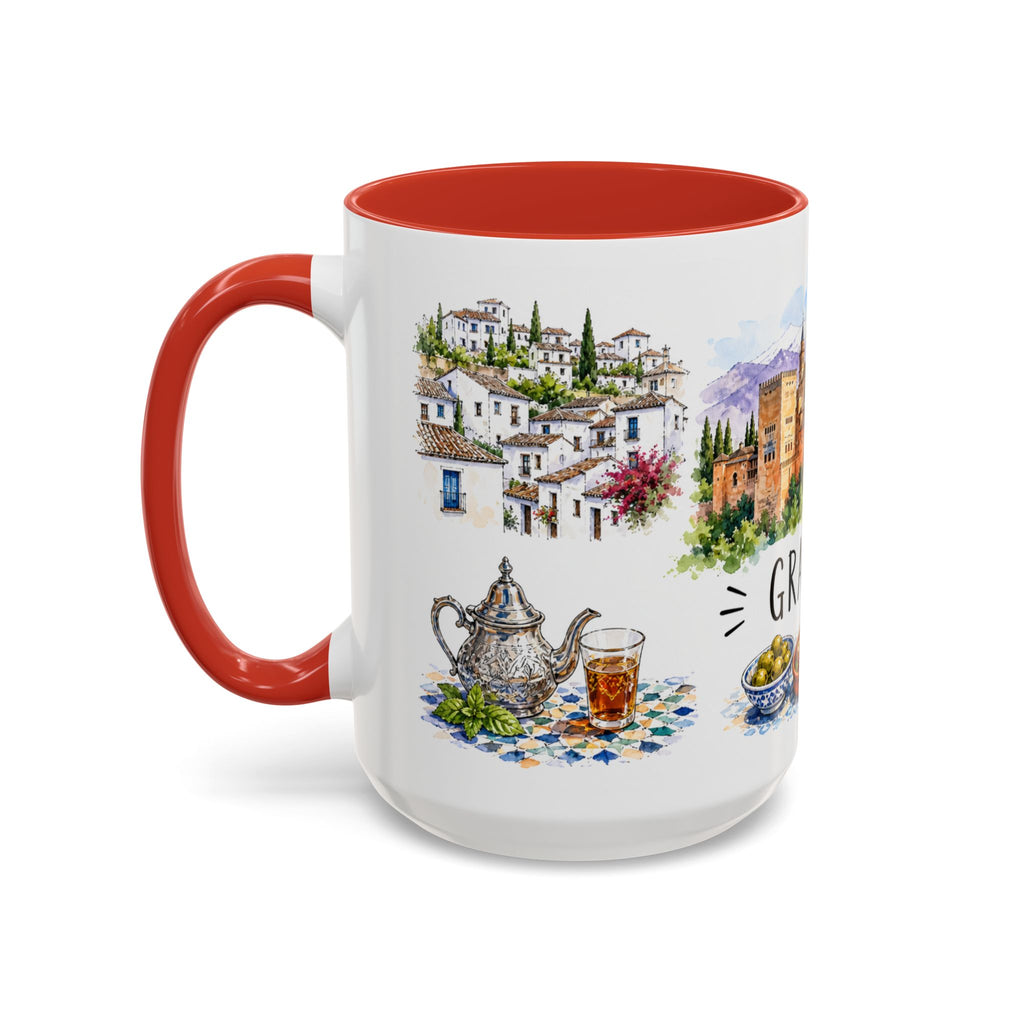Granada Illustrated Travel Mug | City Souvenir Accent Coffee Mug | 11oz 15oz Ceramic Cup