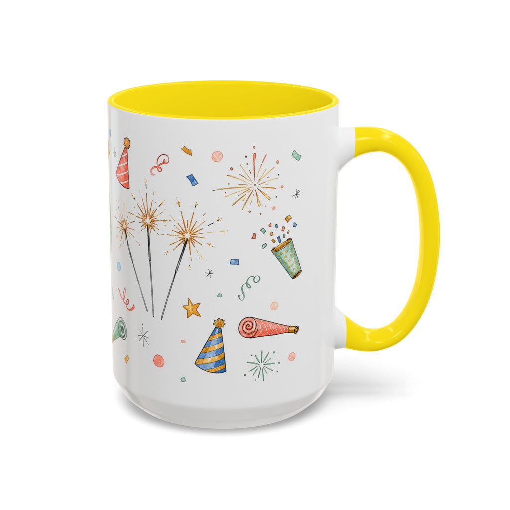 New Year Sparkler Mug | Champagne Toast Watercolor Party Gift | Accent Cup 11oz 15oz
