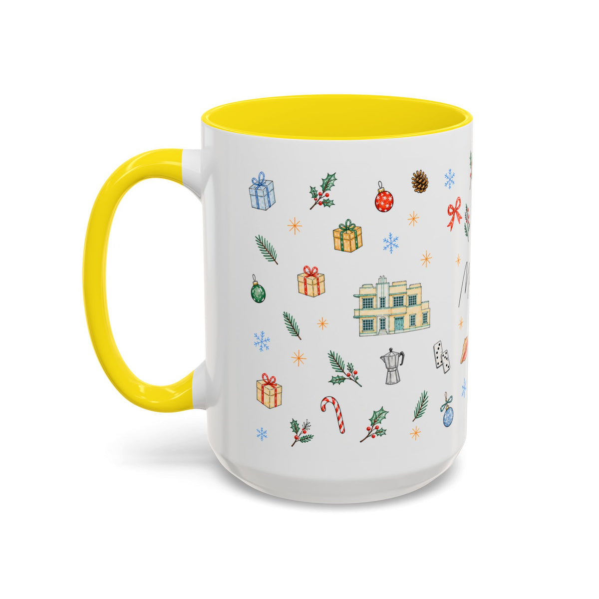 Miami Christmas Mug | Watercolor Art Deco City Souvenir (11oz/15oz)
