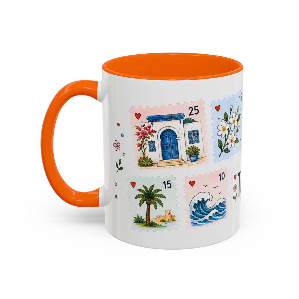 Tunis Coffee Mug | Postage Stamp Collage Mug | Travel Souvenir Accent Cup 11oz 15oz