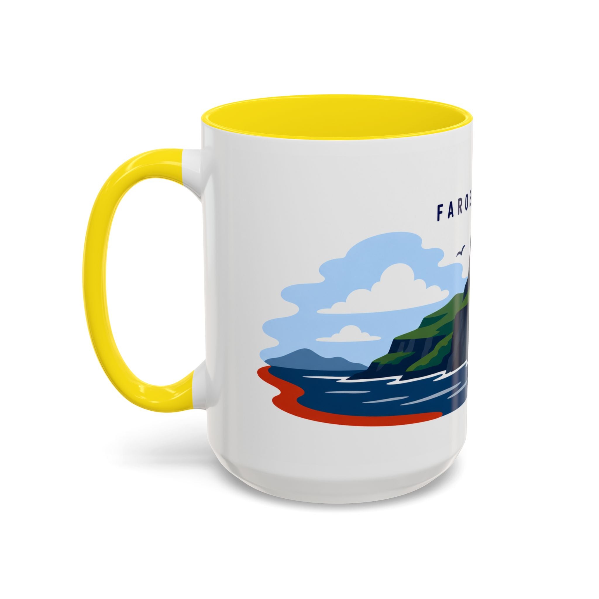 Faroe Islands Coffee Mug | Travel Destination Souvenir Gift | Accent Color Ceramic 11oz 15oz