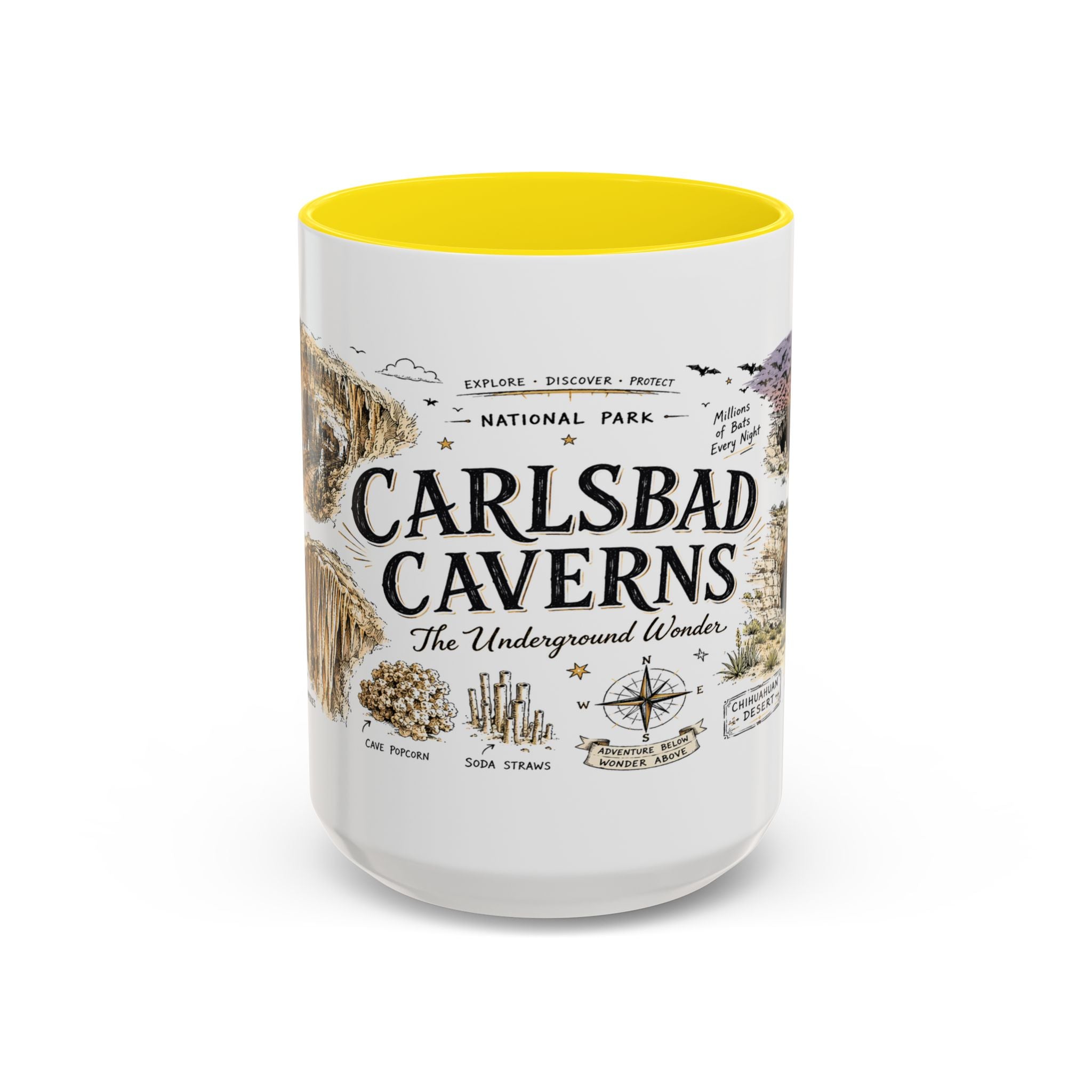 Carlsbad Caverns National Park Coffee Mug | New Mexico Cave Exploration Bat Gift | Accent Color Ceramic 11oz 15oz