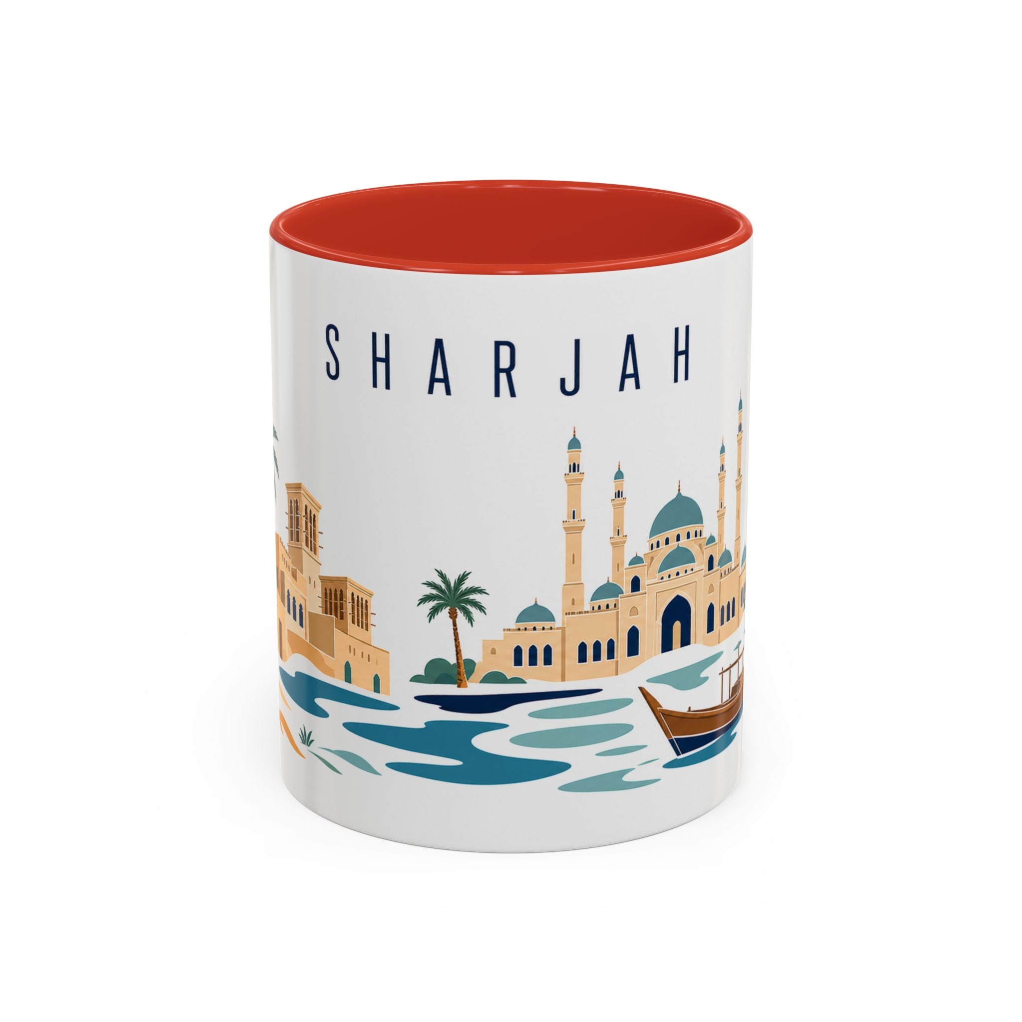 Sharjah Coffee Mug | United Arab Emirates Travel Souvenir | Porcelain Decal City Gift | 11oz 15oz Accent Mug