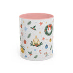Christmas Candle Mug | Holly Wreath Watercolor Holiday Gift | Accent Cup 11oz 15oz