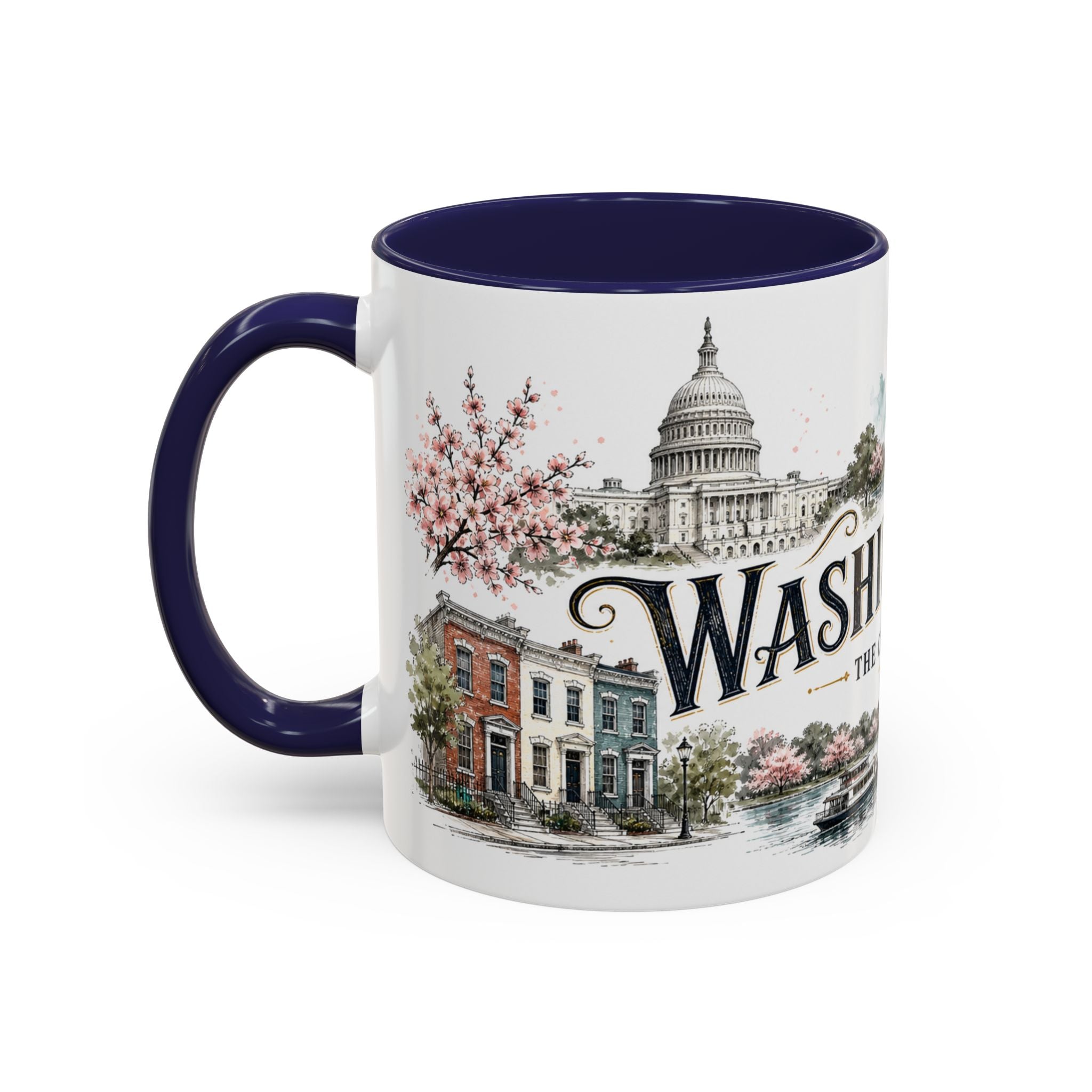 Washington DC Coffee Mug | United States Travel Souvenir | Vintage Illustrated City Gift | 11 oz 15 oz Accent Mug