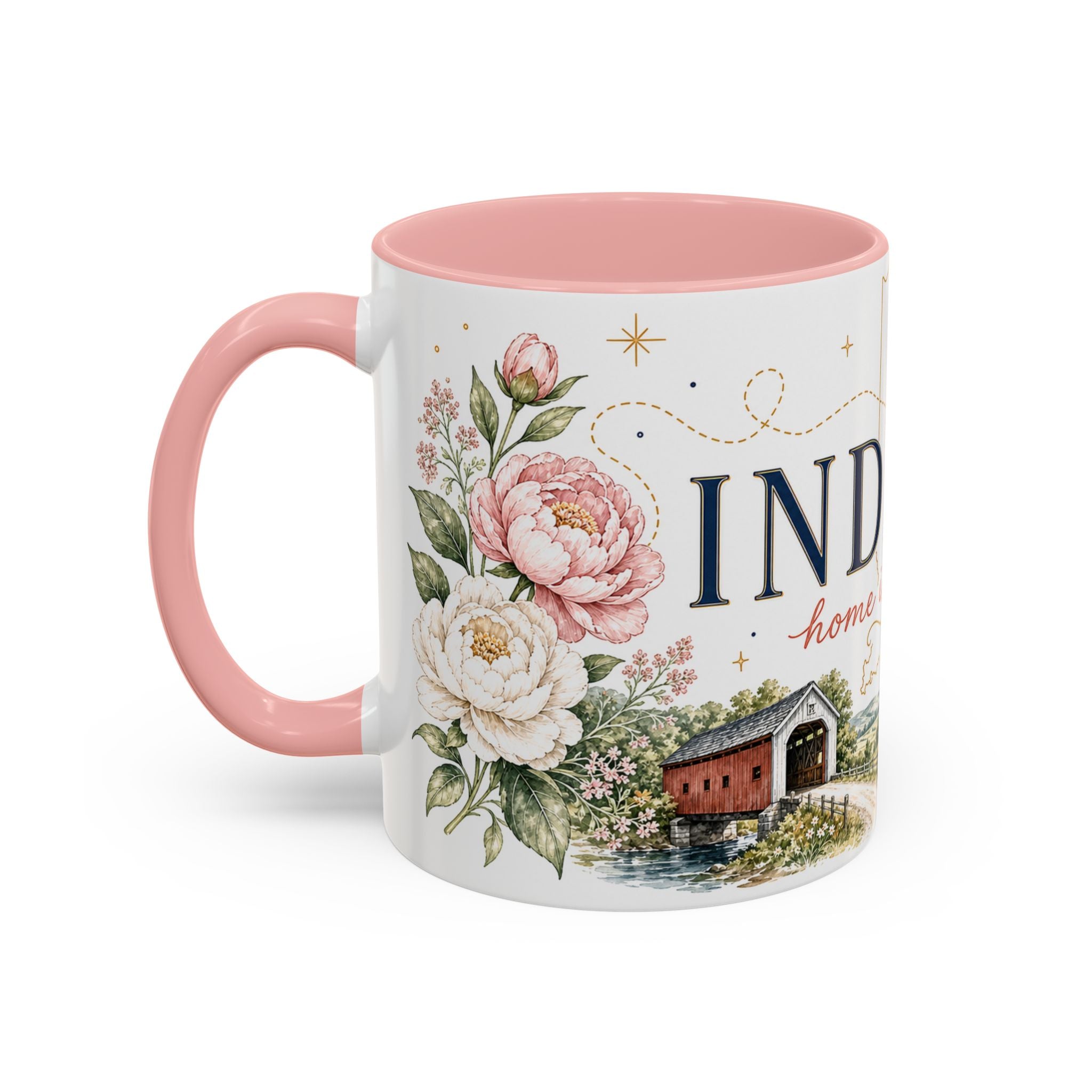 Indiana State Mug | Moving Away, Long Distance Friendship Gift | Botanical Map Accent Cup