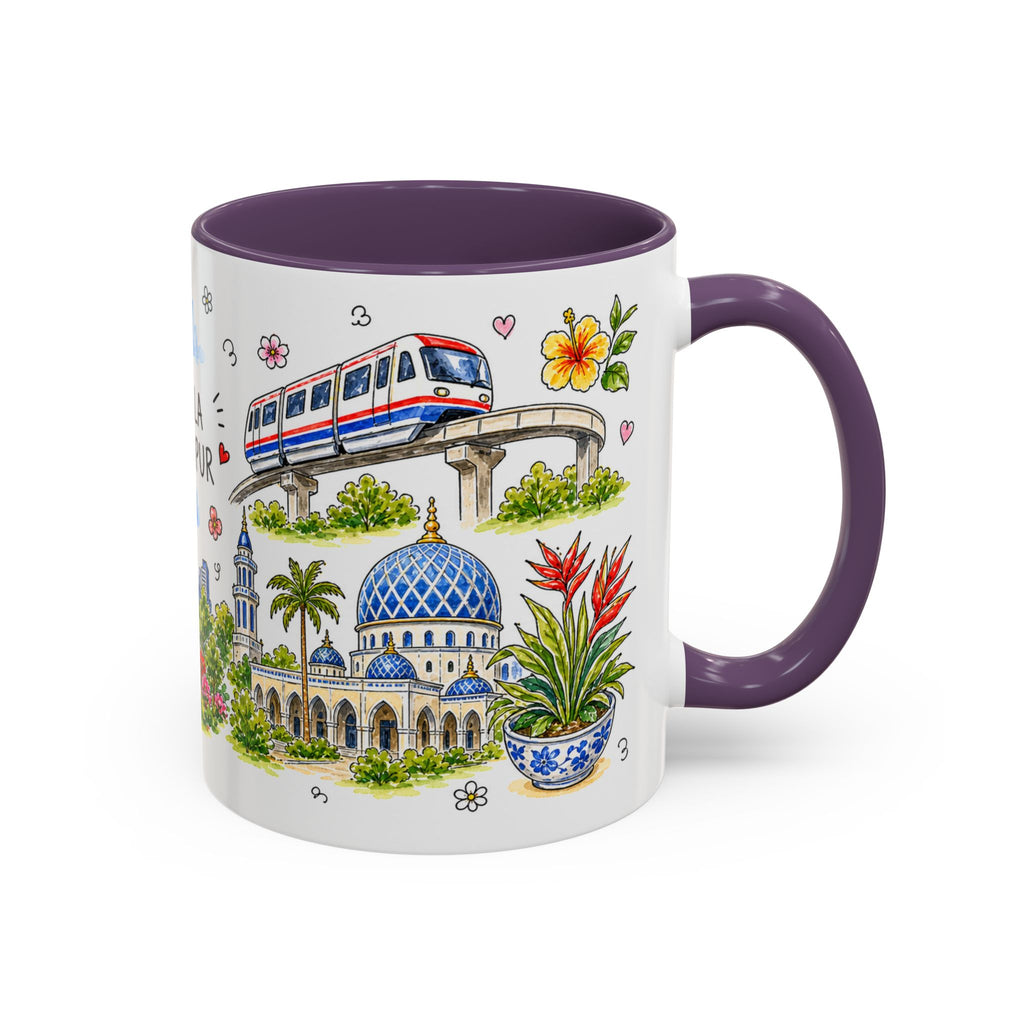 Kuala Lumpur Illustrated Travel Mug | City Souvenir Accent Coffee Mug | 11oz 15oz Ceramic Cup