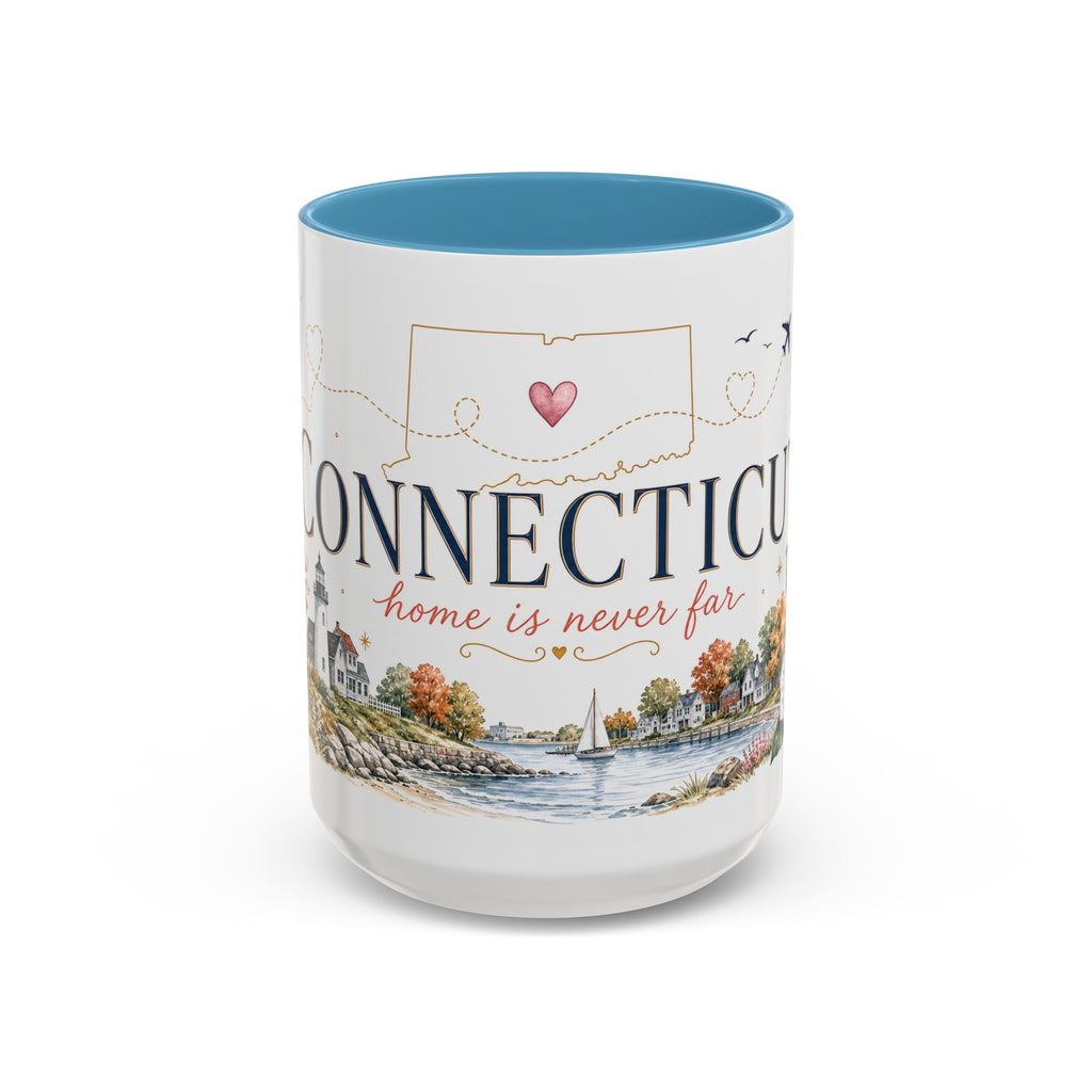 Connecticut State Map Mug | Botanical Accent Coffee Cup (11oz 15oz)
