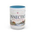 Connecticut State Map Mug | Botanical Accent Coffee Cup (11oz 15oz)