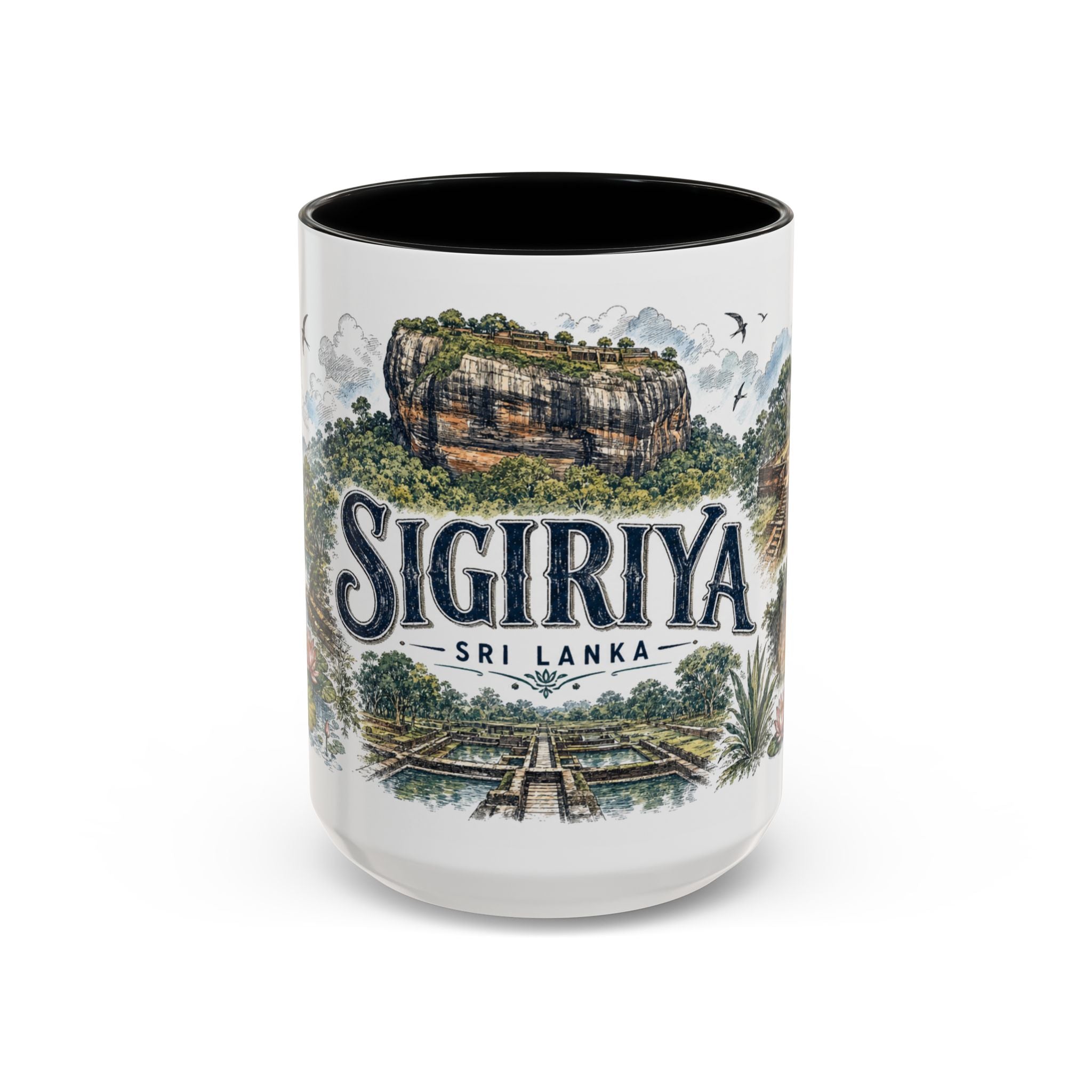 Sigiriya Mug, Sri Lanka Travel Souvenir, Bucket List Gift, Accent Ceramic Coffee Mug 11oz 15oz