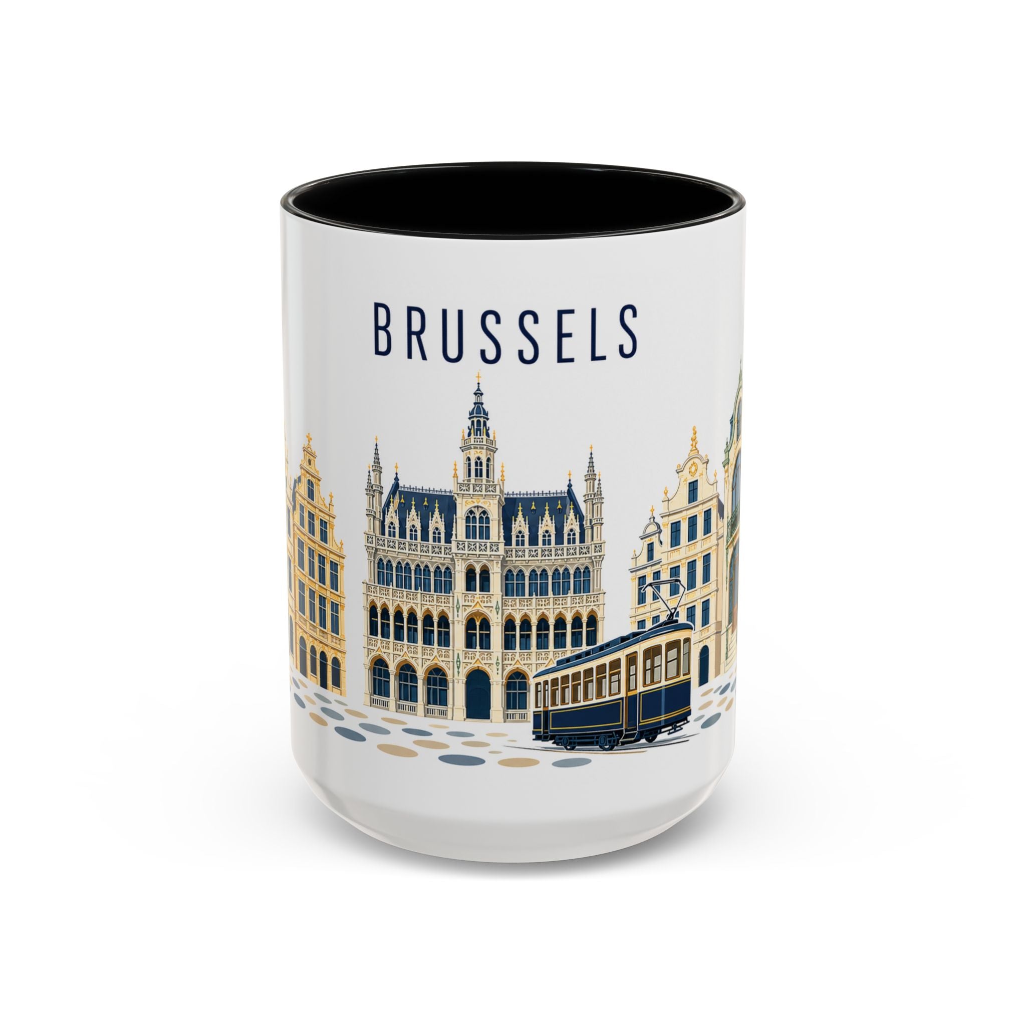 Brussels Coffee Mug | Belgium Travel Souvenir | Porcelain Decal City Gift | 11oz 15oz Accent Mug