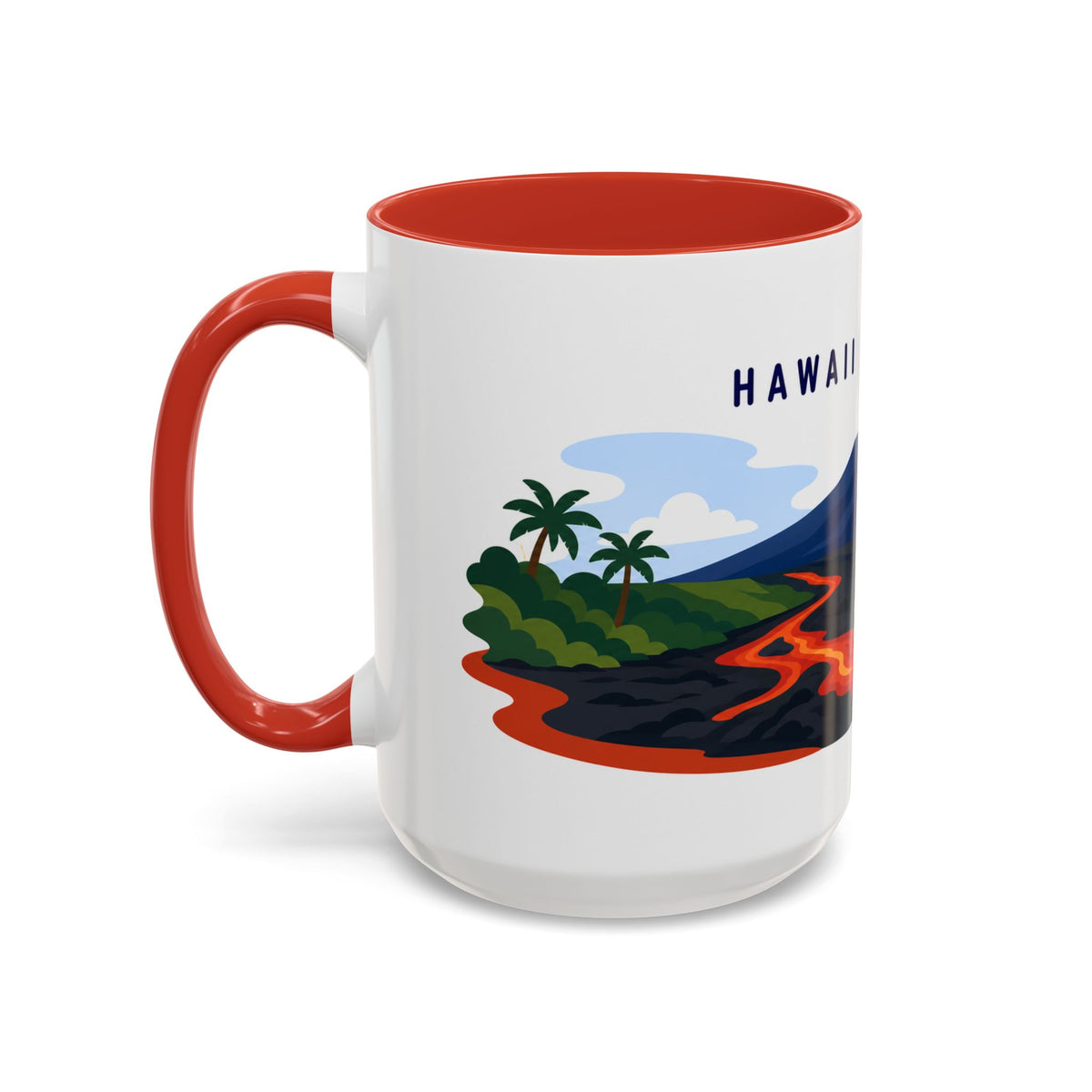 Hawaii Volcanoes Coffee Mug | Travel Destination Souvenir Gift | Accent Color Ceramic 11oz 15oz