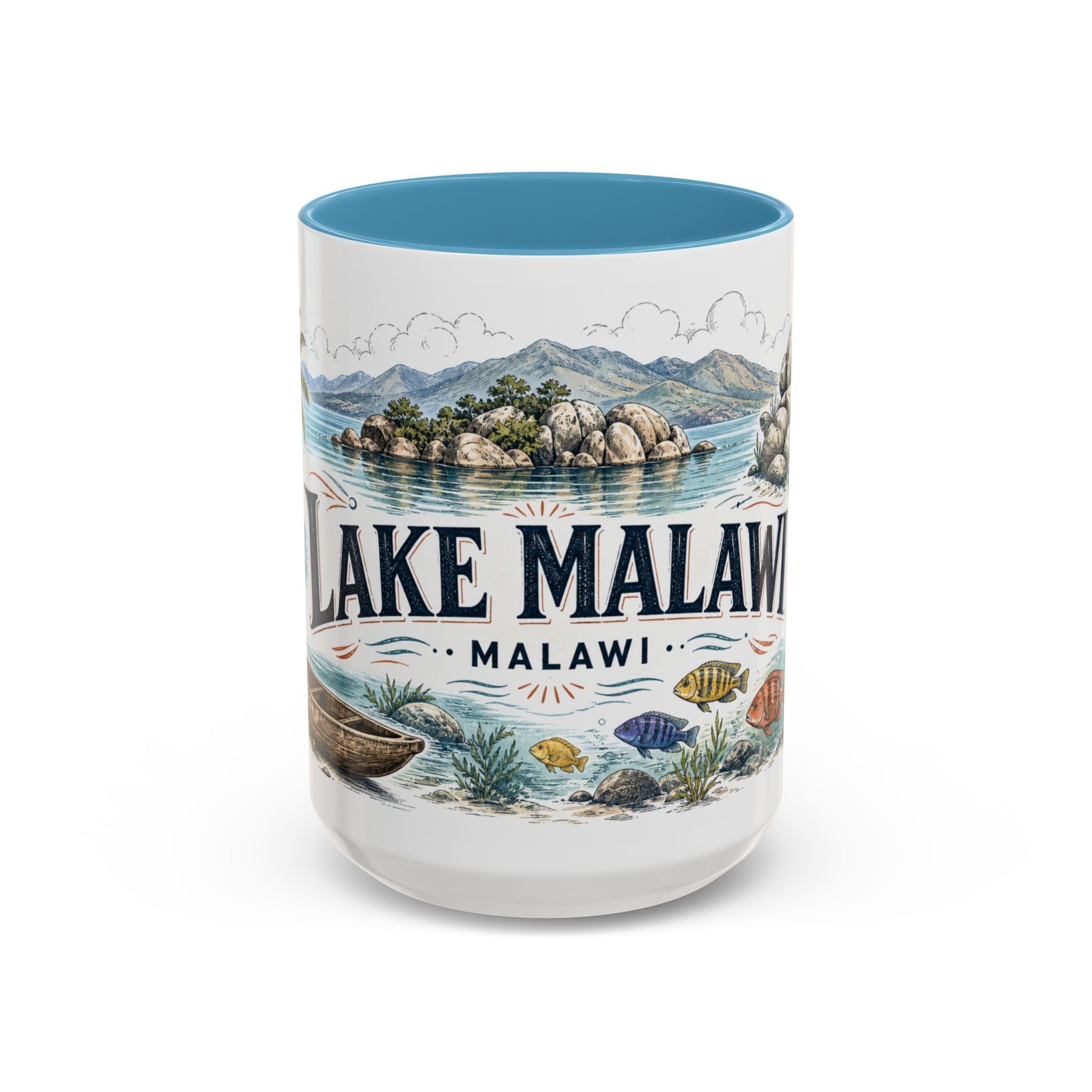 Lake Malawi Mug, Malawi Travel Souvenir, Bucket List Gift, Accent Ceramic Coffee Mug 11oz 15oz