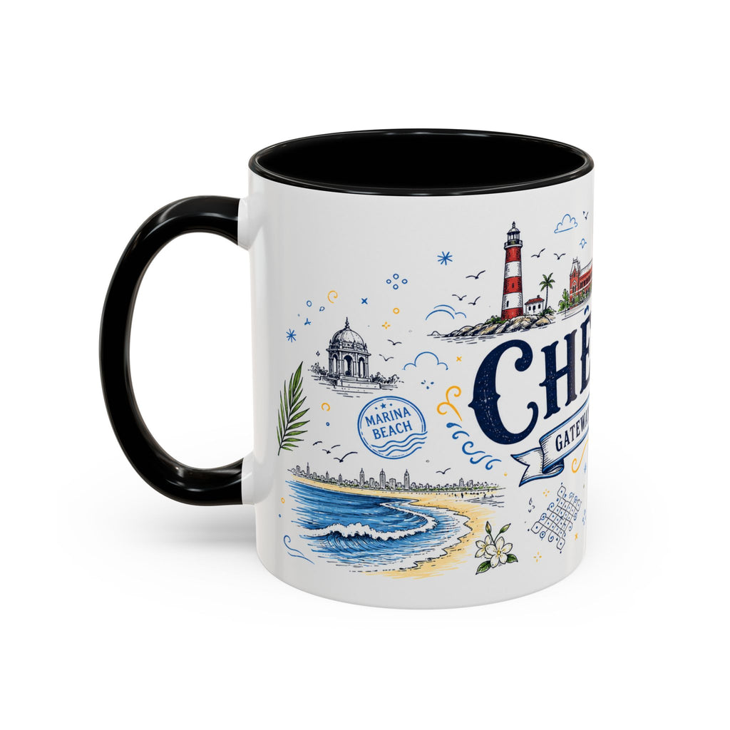 Chennai Coffee Mug | India Souvenir Travel Gift | Accent Color Ceramic 11oz 15oz