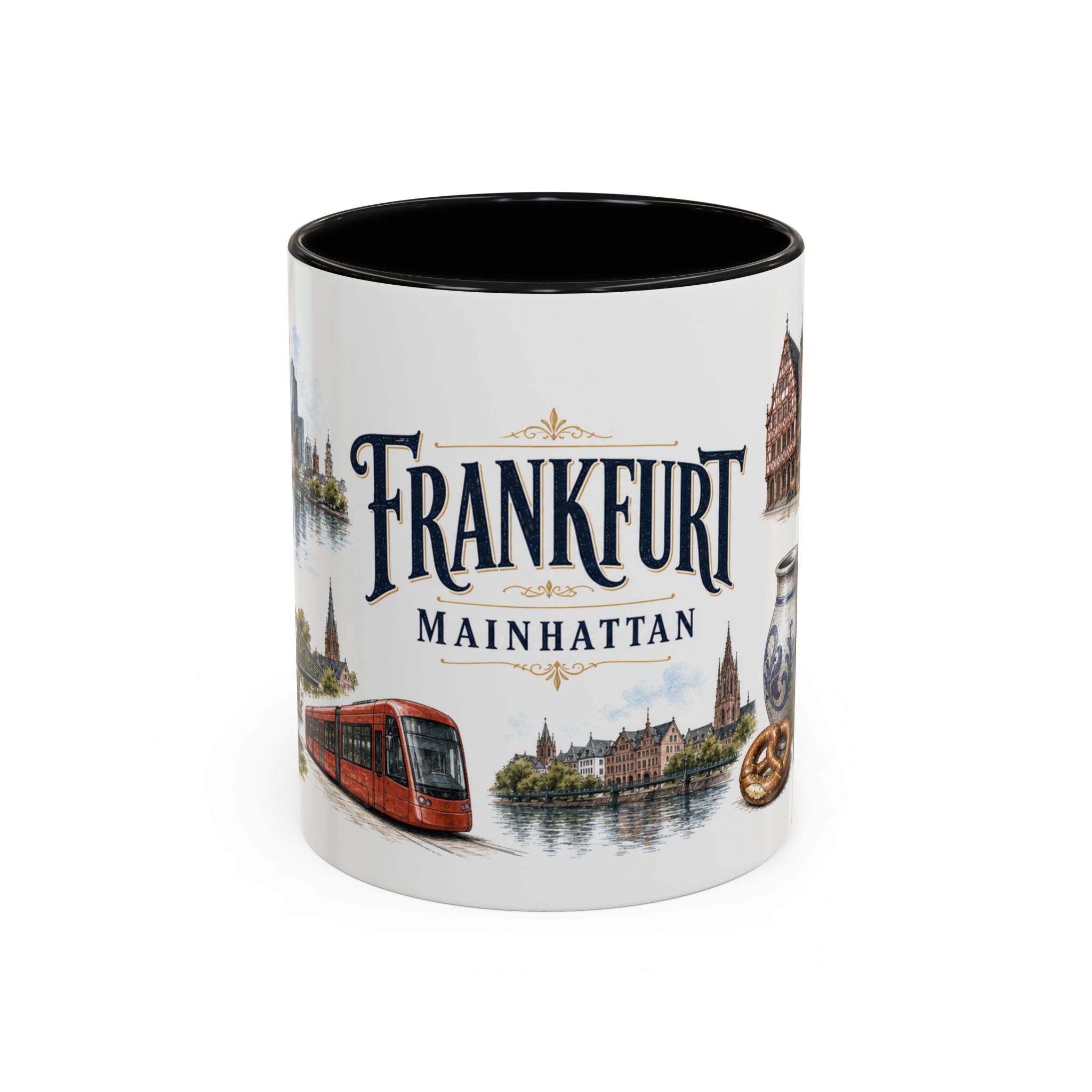 Frankfurt Coffee Mug | Germany Travel Souvenir | Vintage Illustrated City Gift | 11 oz 15 oz Accent Mug