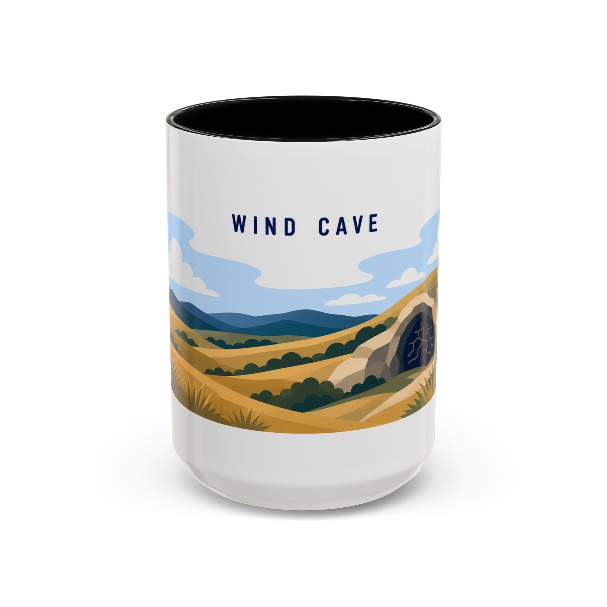 Wind Cave National Park Coffee Mug | Solid Color Block Park Souvenir | 11oz 15oz Accent Mug