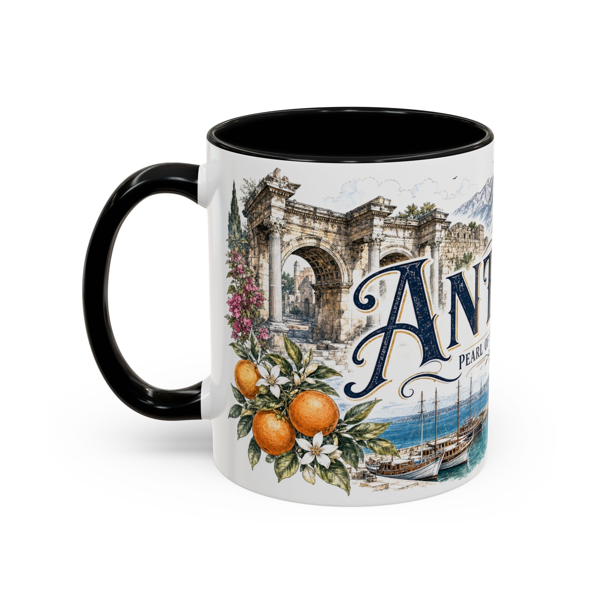 Antalya Coffee Mug | Turkey Travel Souvenir | Vintage Illustrated City Gift | 11 oz 15 oz Accent Mug